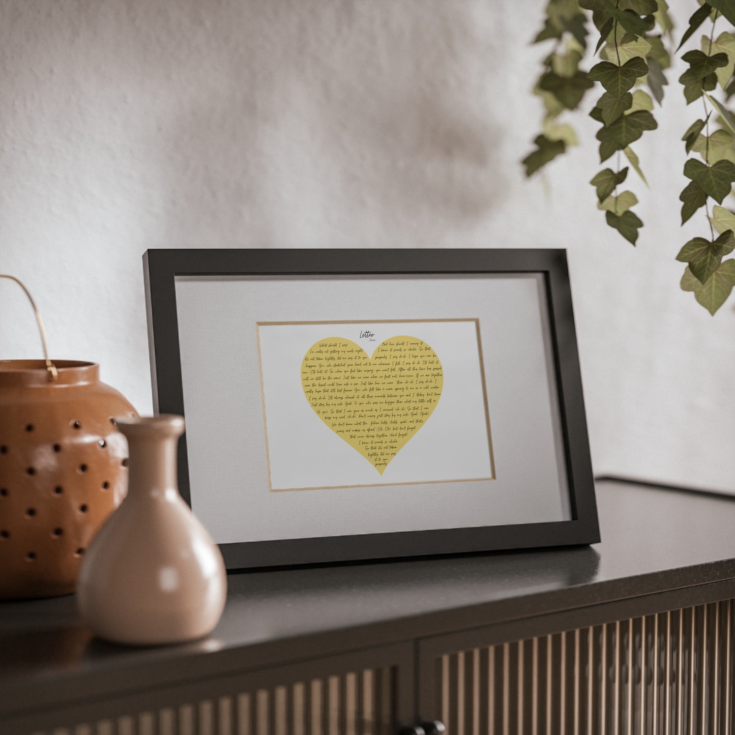 Framed Letter English Lyrics in Yellow Heart