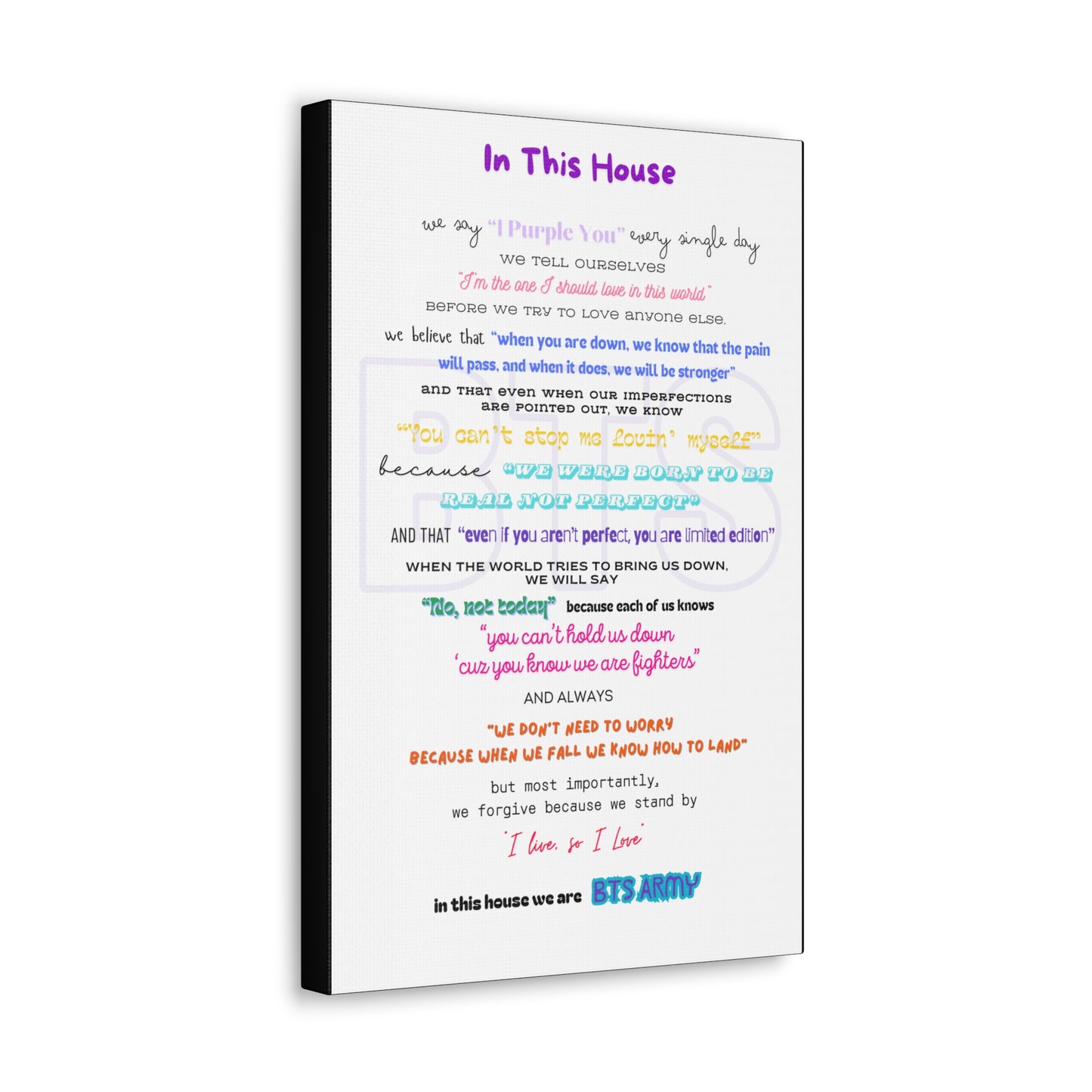 BTS Army Wall Art, Inspirational Poster for BTS Fans, Home Decor for Believers, Gift for Music Lovers, Motivational Quote Art