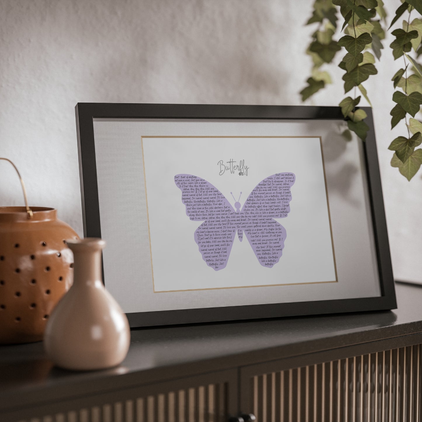 Framed Butterfly English Lyrics in Purple Butterfly