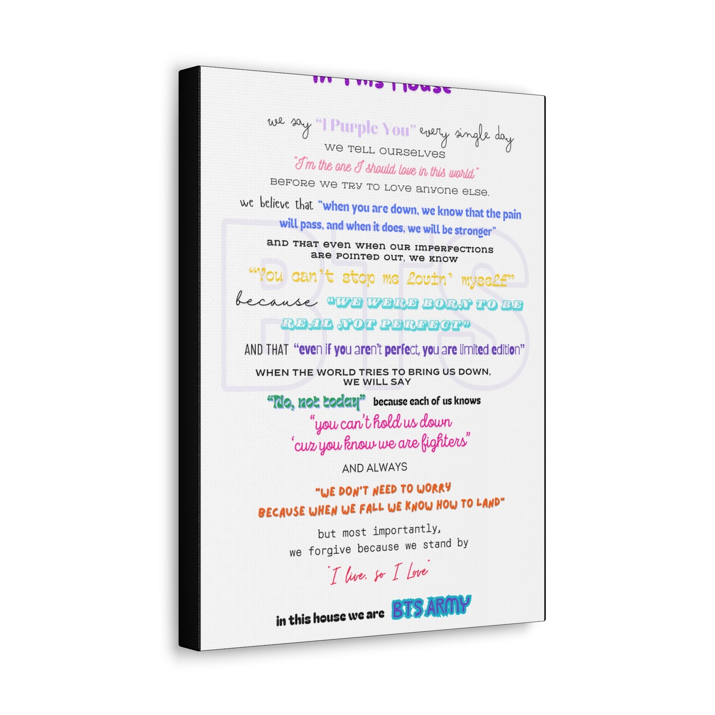 BTS Army Wall Art, Inspirational Poster for BTS Fans, Home Decor for Believers, Gift for Music Lovers, Motivational Quote Art