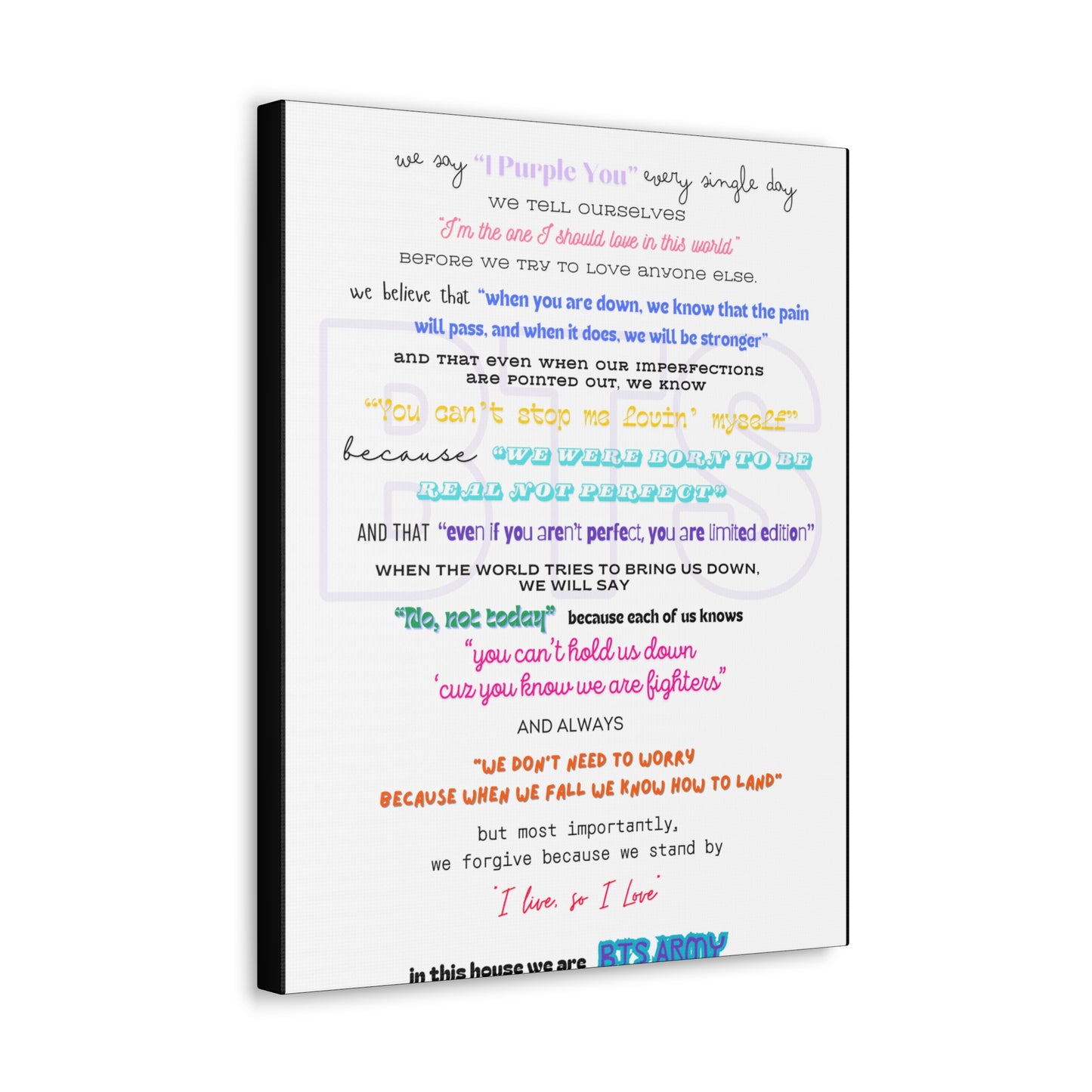 BTS Army Wall Art, Inspirational Poster for BTS Fans, Home Decor for Believers, Gift for Music Lovers, Motivational Quote Art