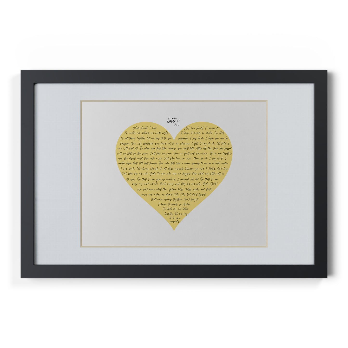 Framed Letter English Lyrics in Yellow Heart