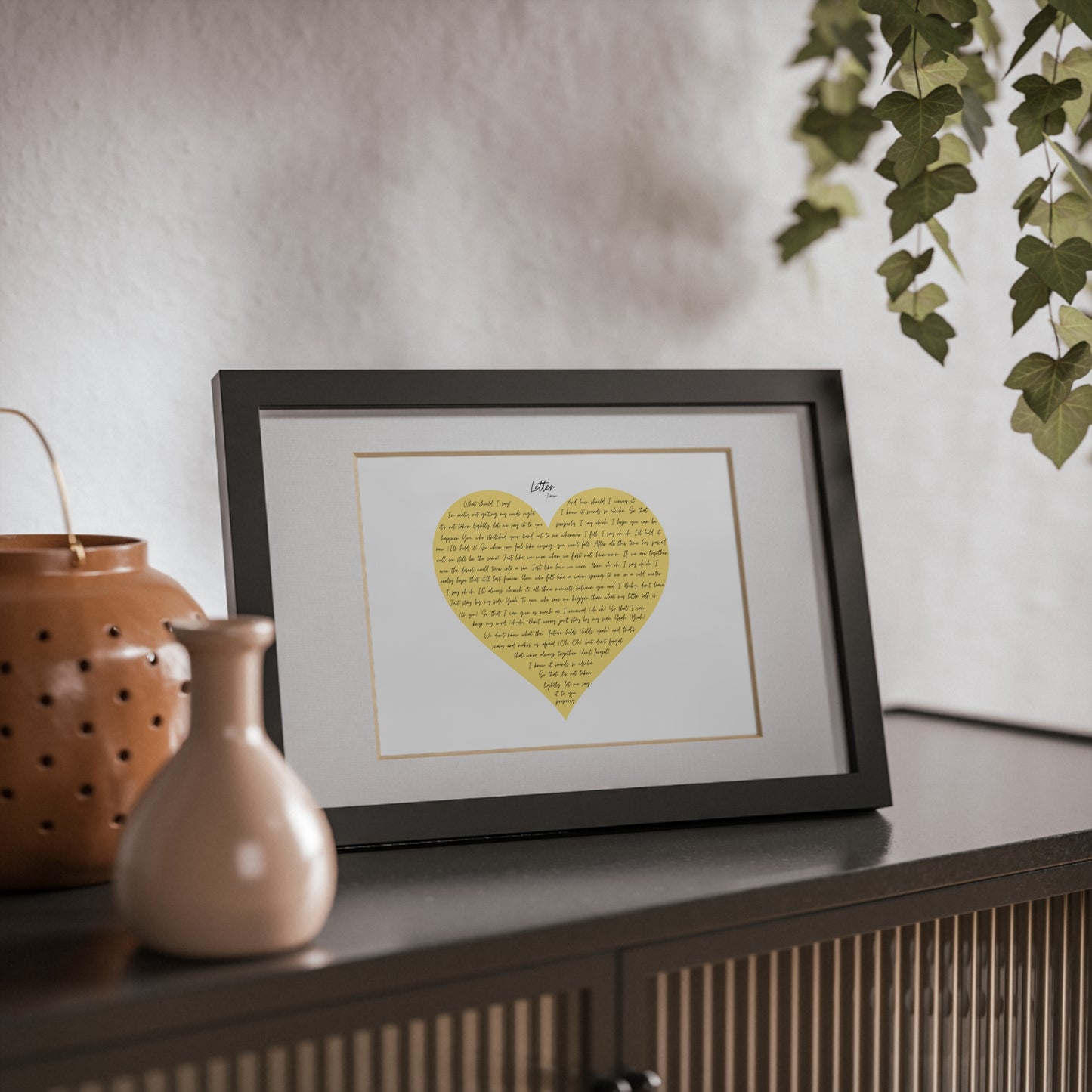 Framed Letter English Lyrics in Yellow Heart