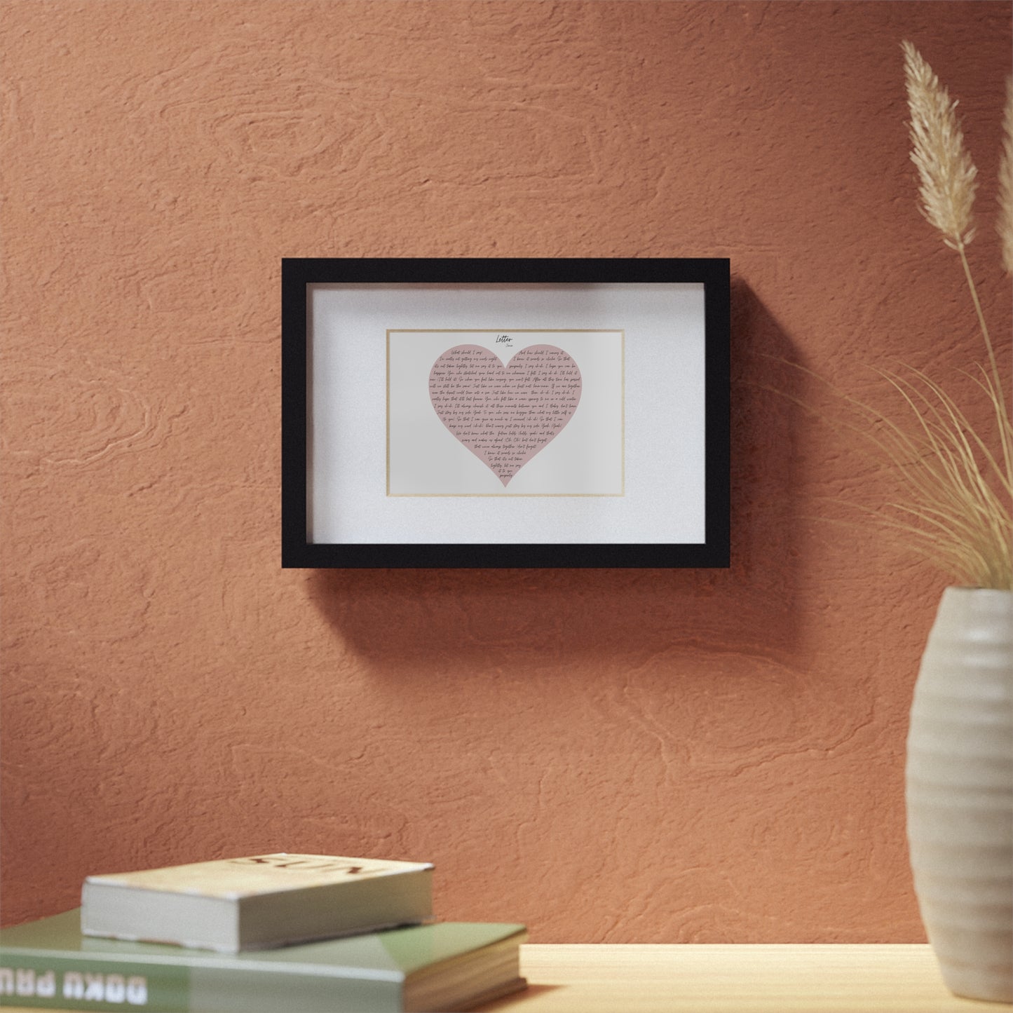Framed Letter English Lyrics in Pink Heart