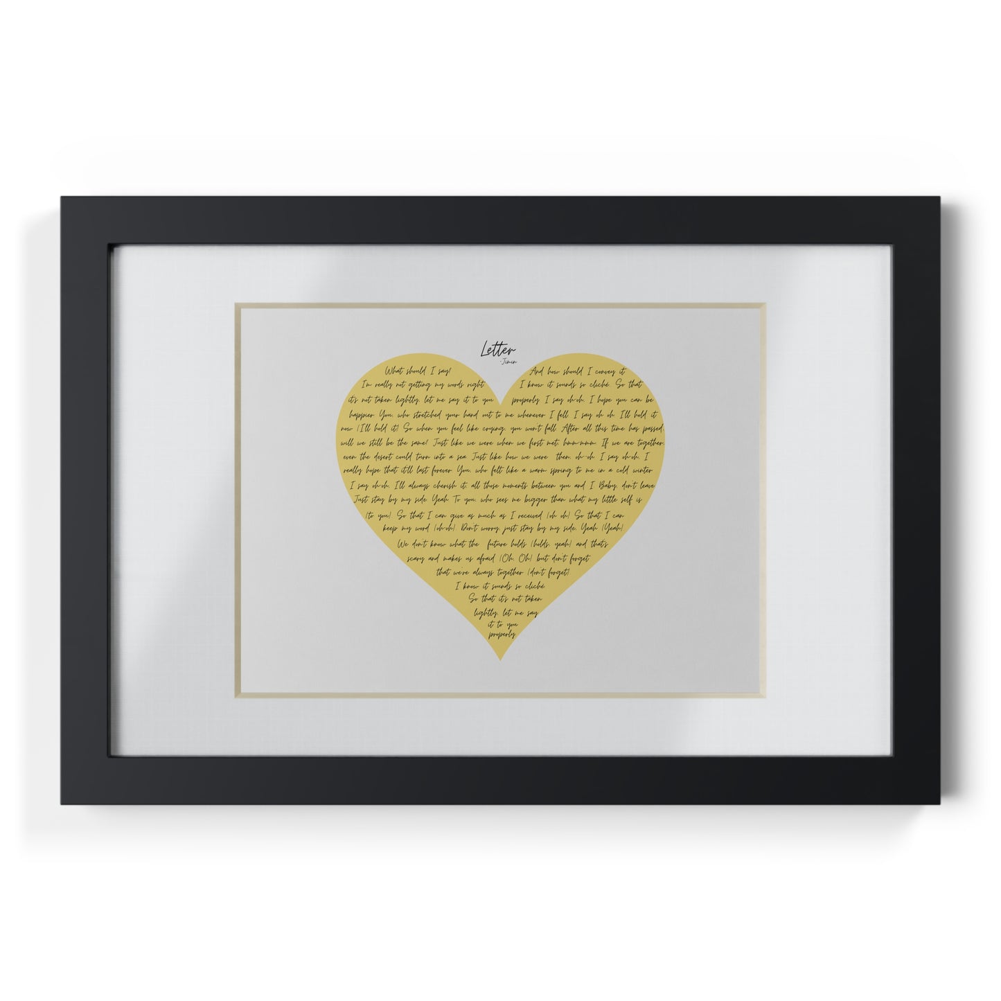 Framed Letter English Lyrics in Yellow Heart