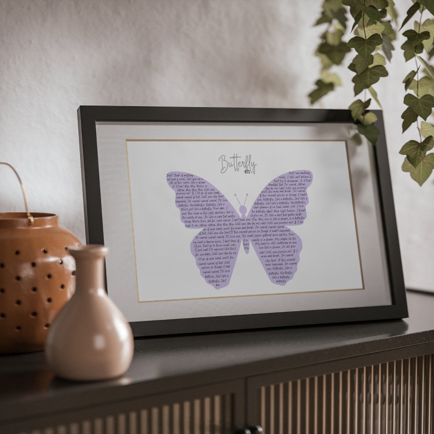 Framed Butterfly English Lyrics in Purple Butterfly