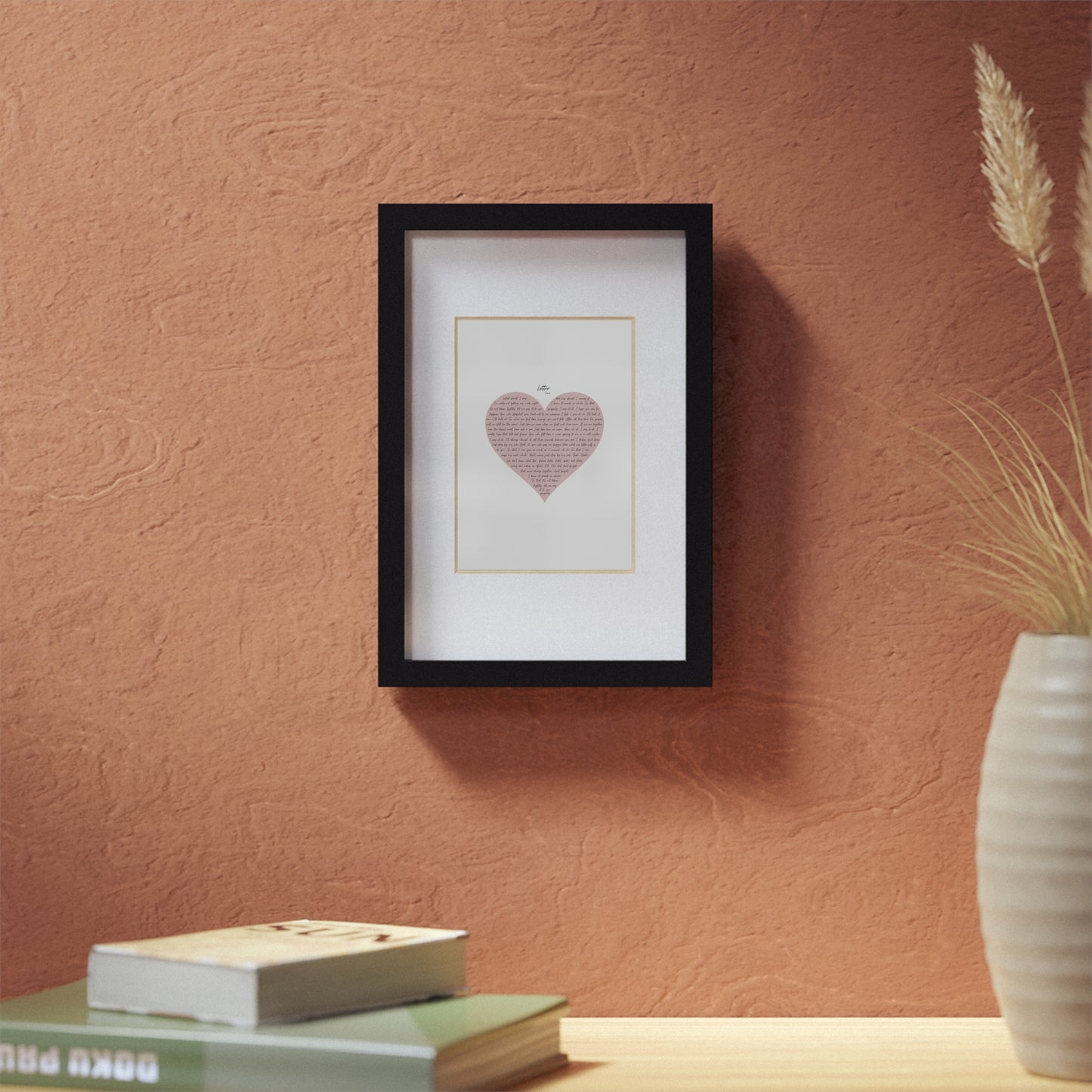 Framed Letter English Lyrics in Pink Heart
