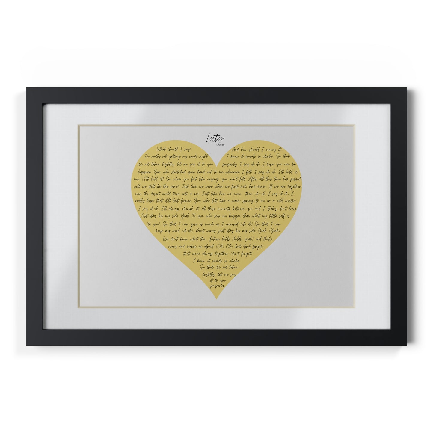 Framed Letter English Lyrics in Yellow Heart
