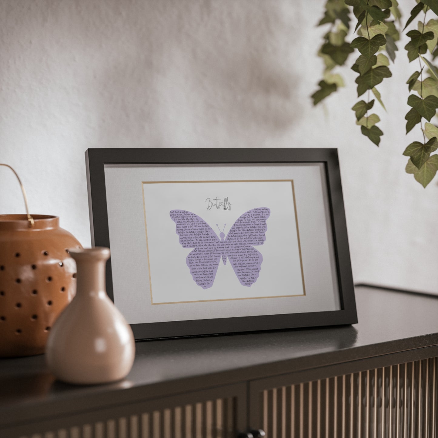 Framed Butterfly English Lyrics in Purple Butterfly