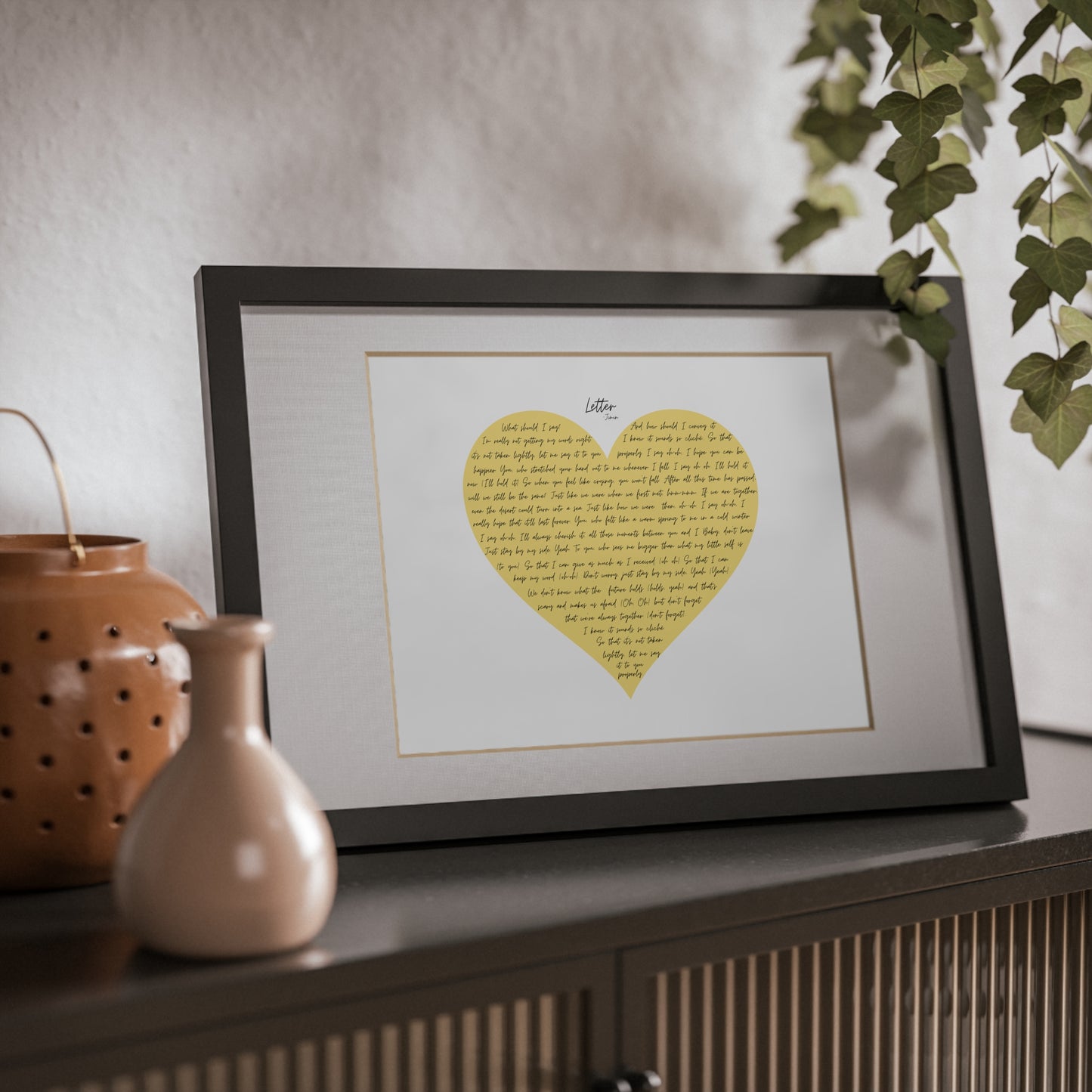 Framed Letter English Lyrics in Yellow Heart