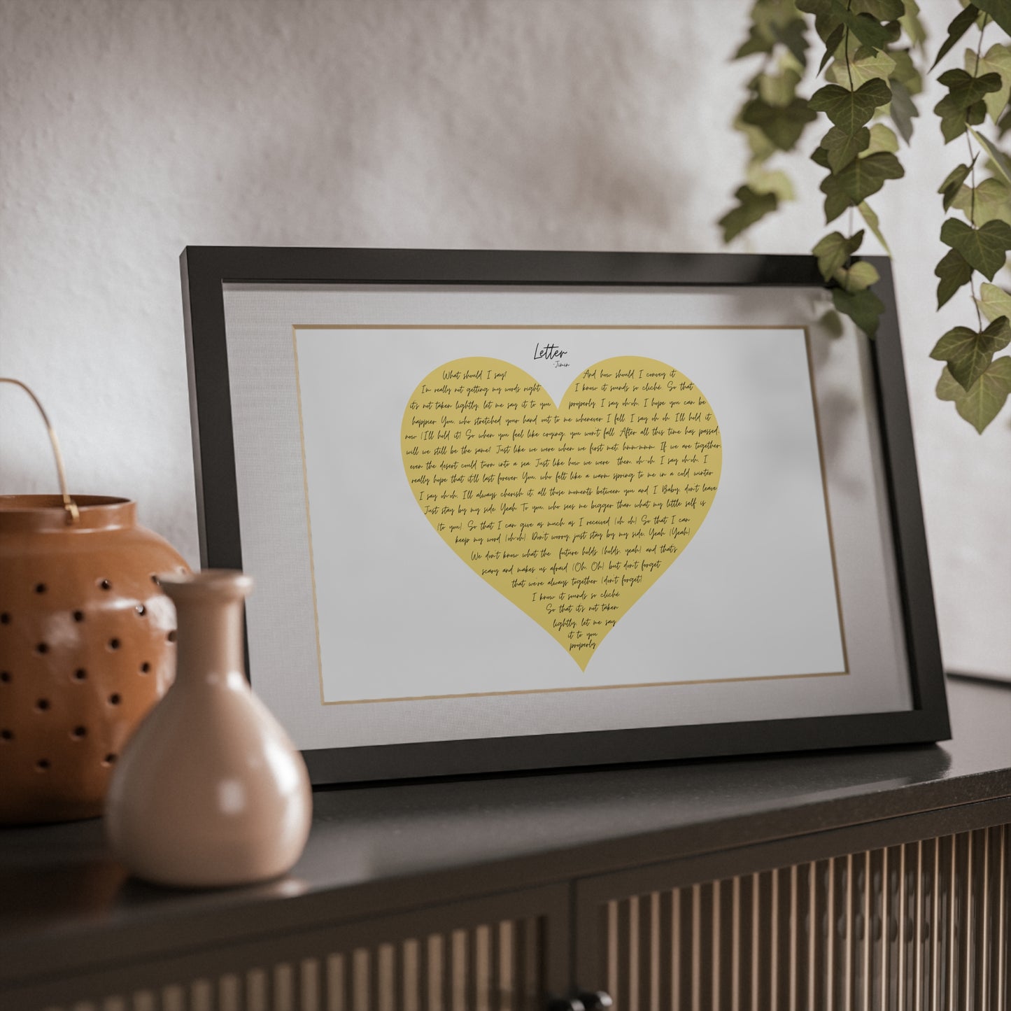 Framed Letter English Lyrics in Yellow Heart