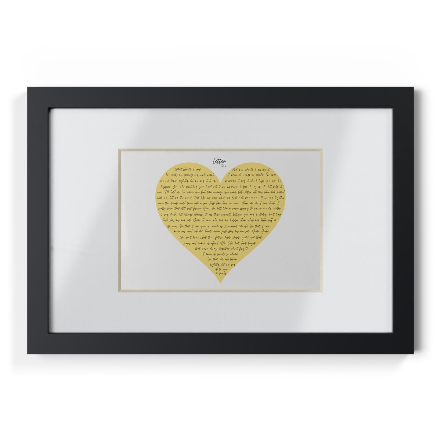 Framed Letter English Lyrics in Yellow Heart