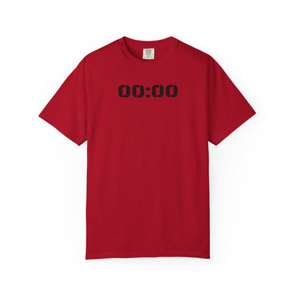 00:00 Minimal Digital Clock T-Shirt — Graphic Tee with Midnight Timer Design