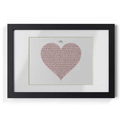 Framed Letter English Lyrics in Pink Heart