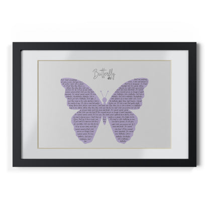 Framed Butterfly English Lyrics in Purple Butterfly