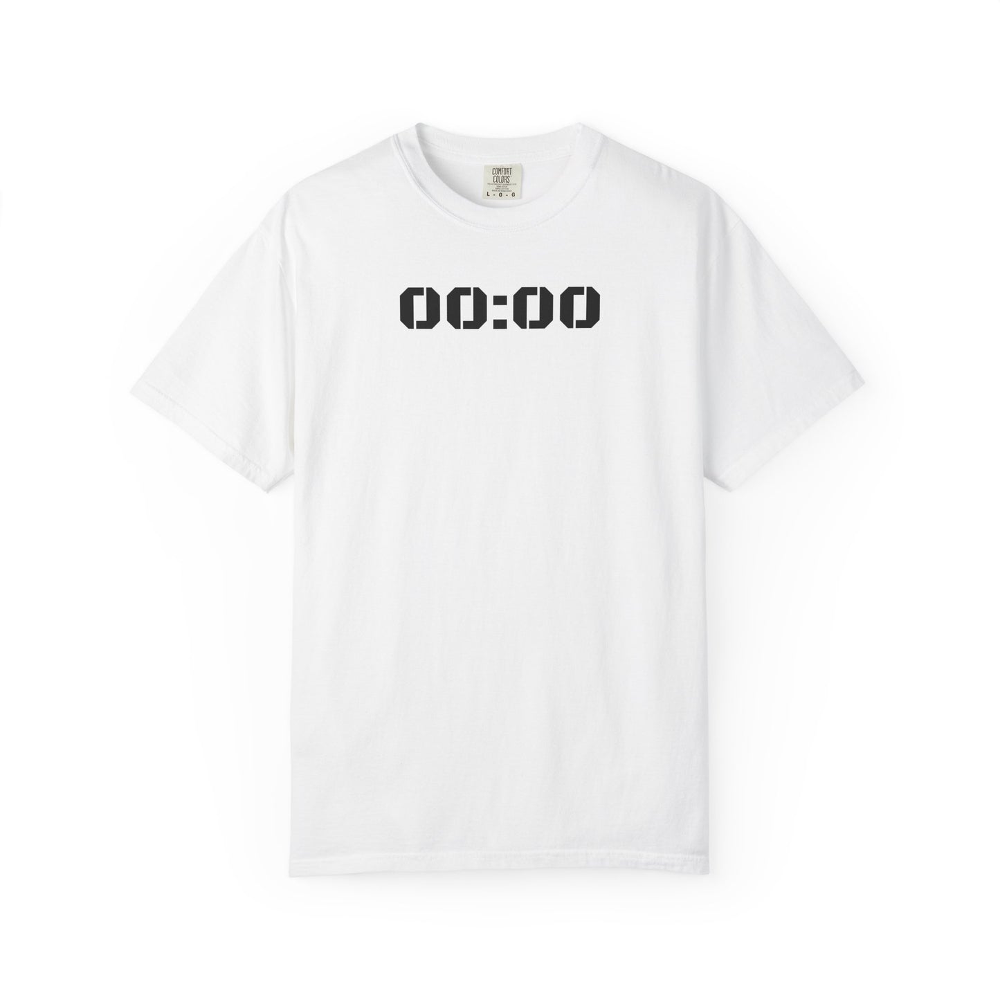 00:00 Minimal Digital Clock T-Shirt — Graphic Tee with Midnight Timer Design