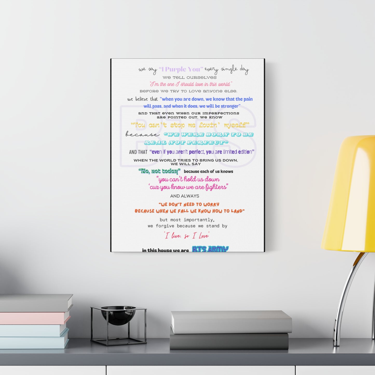 BTS Army Wall Art, Inspirational Poster for BTS Fans, Home Decor for Believers, Gift for Music Lovers, Motivational Quote Art