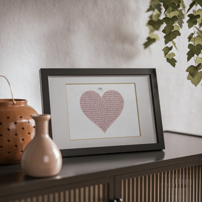 Framed Letter English Lyrics in Pink Heart