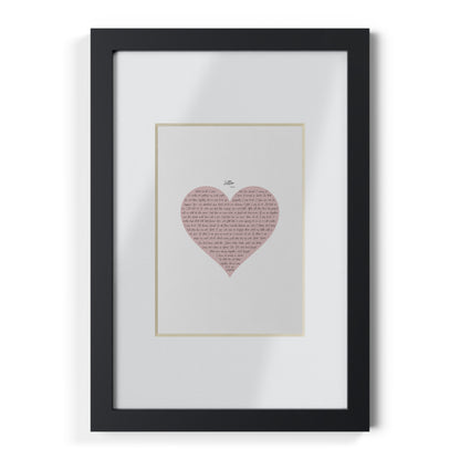 Framed Letter English Lyrics in Pink Heart