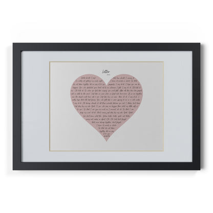 Framed Letter English Lyrics in Pink Heart