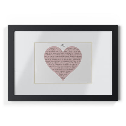 Framed Letter English Lyrics in Pink Heart