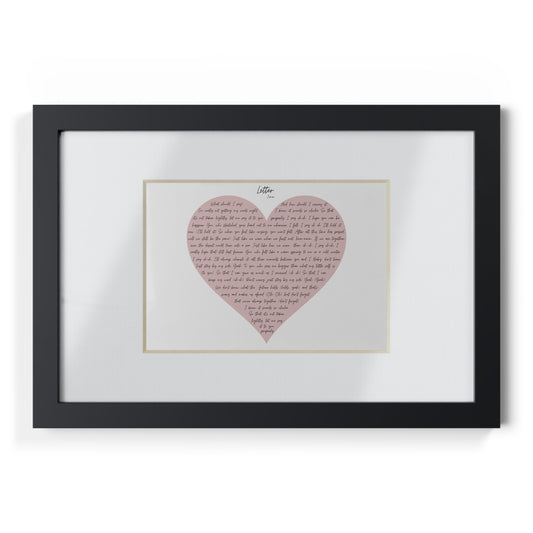 Framed Letter English Lyrics in Pink Heart