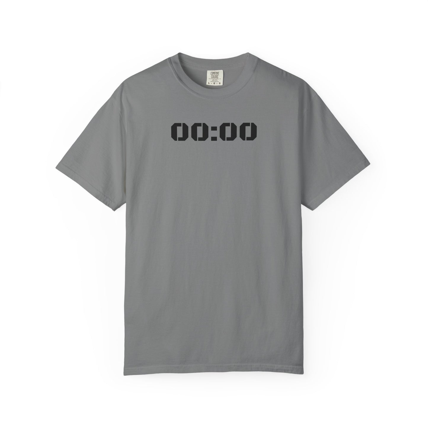 00:00 Minimal Digital Clock T-Shirt — Graphic Tee with Midnight Timer Design