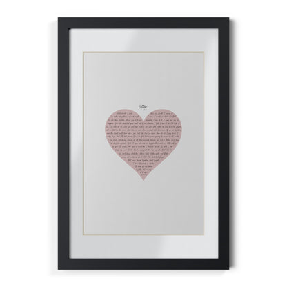 Framed Letter English Lyrics in Pink Heart